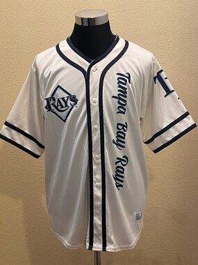 Dynasty Tampa Bay Rays MLB Baseball Jersey White Button Front Unisex Size L